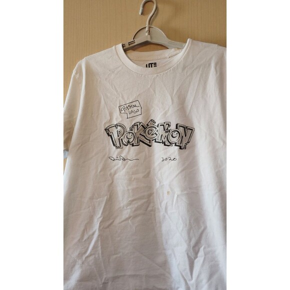 UNIQLO x Pokemon x Daniel Arsham Crystal Logo T-Shirt Large White D25 Nice - Picture 1 of 6